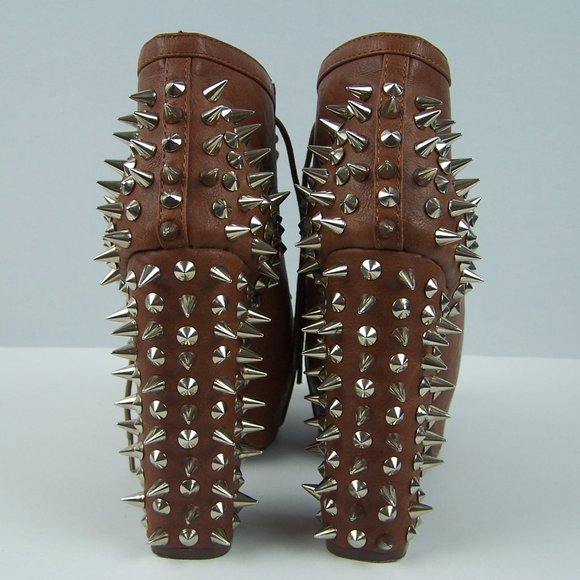 Vintage Brand Sexy Studded Spiked Brown Heels Sz 8 - Picture 3 of 5